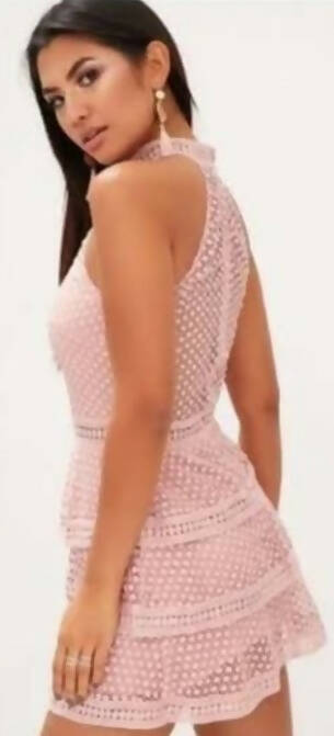 Brand New Pretty Little Thing Dust Pink Lace Dress Size 36