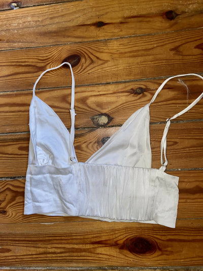 Zara White satin bralette (XS-S)