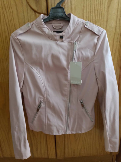 NEW with tag DeFacto pink leather jacket XS