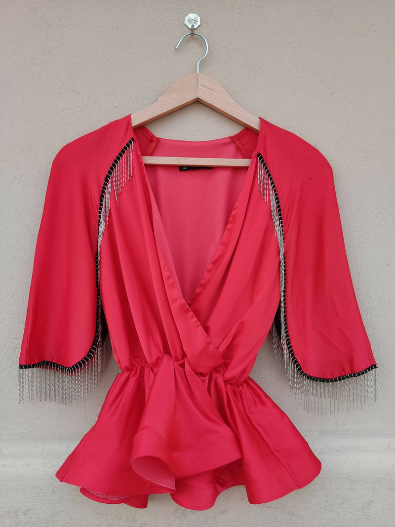 Bambaleno Red Festive Top Size S