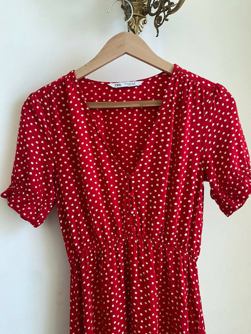 Red Zara Polka Dots Dress Size S