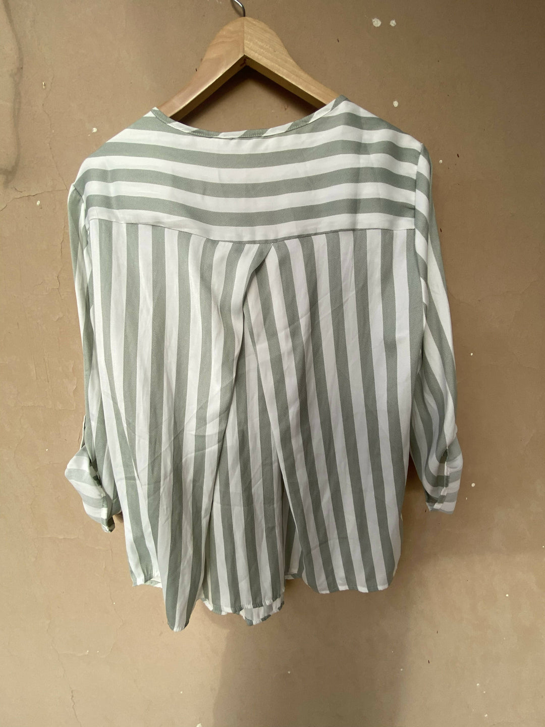 NEW Stradivarius Green Striped V-Chemise Size: L/XL