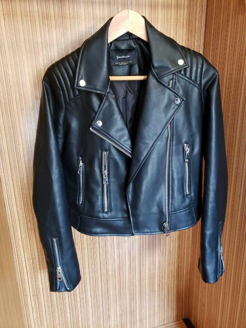 Stradivarius black leather jacket