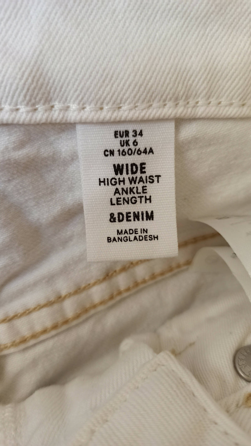 H&M wide high waist off-white denim, size 34