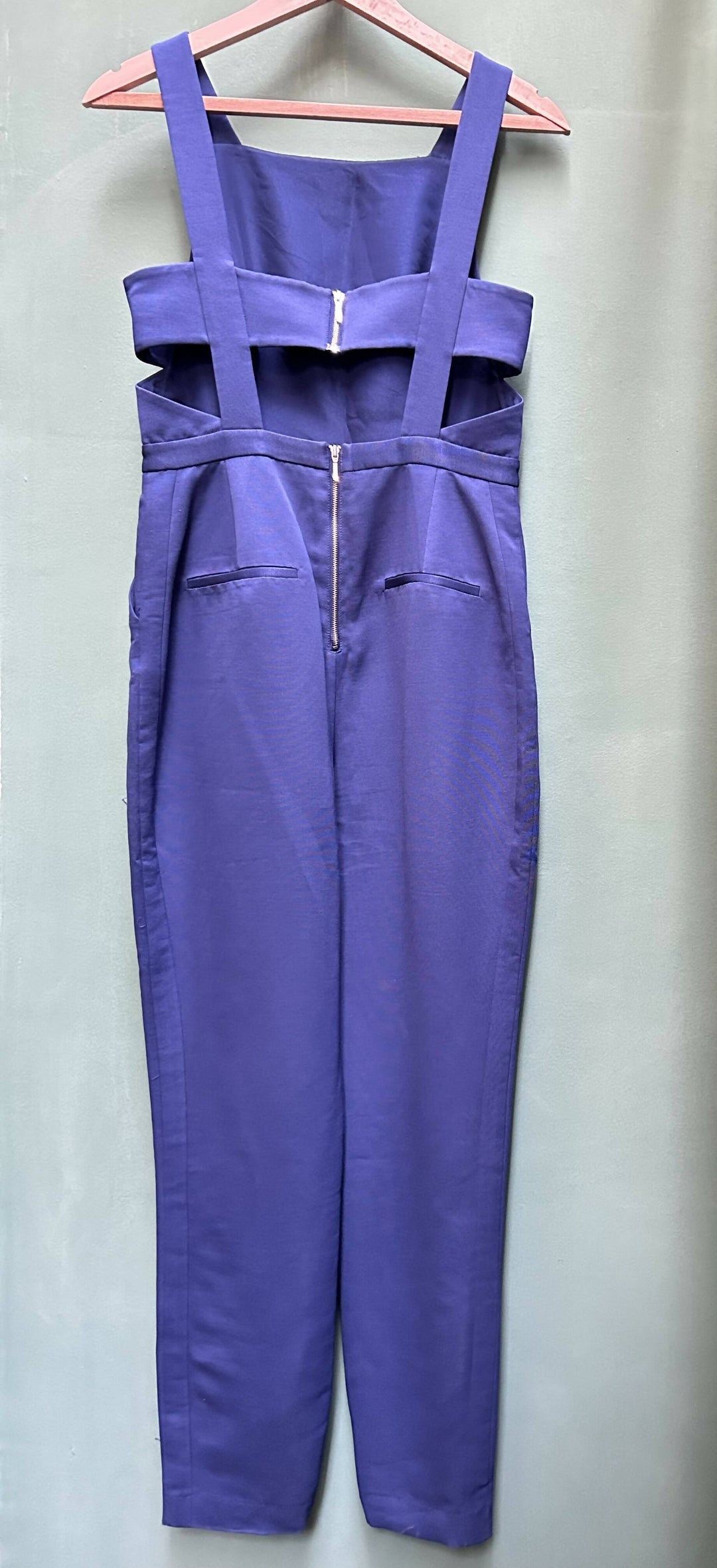 Blue/Purple Sleeveless Jumpsuit with Back Details Size L