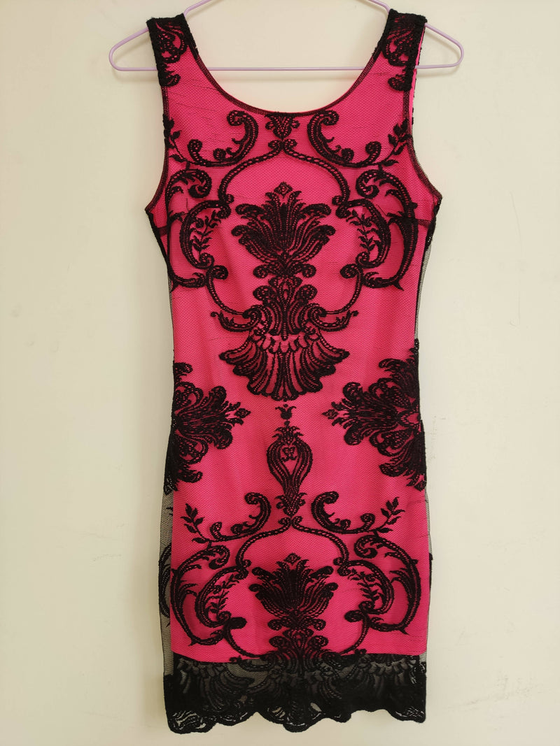 Black & Pink Lace Dress Size M