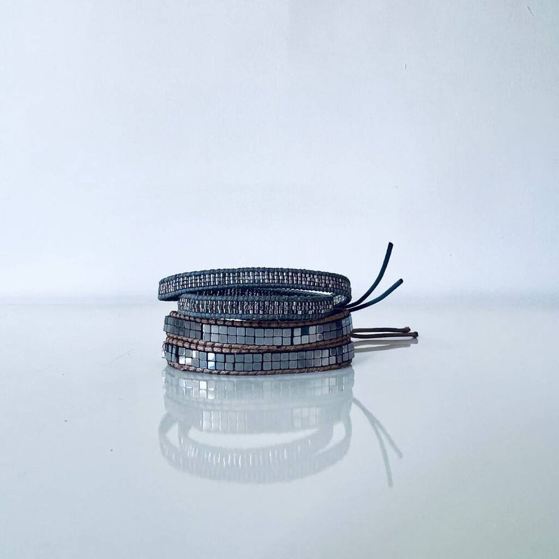 Handmade Double Wrap Beaded Bracelet Stack