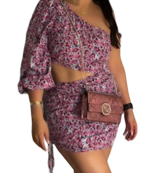 SHEIN Floral Mini Dress with stomach cut-out Size M-L