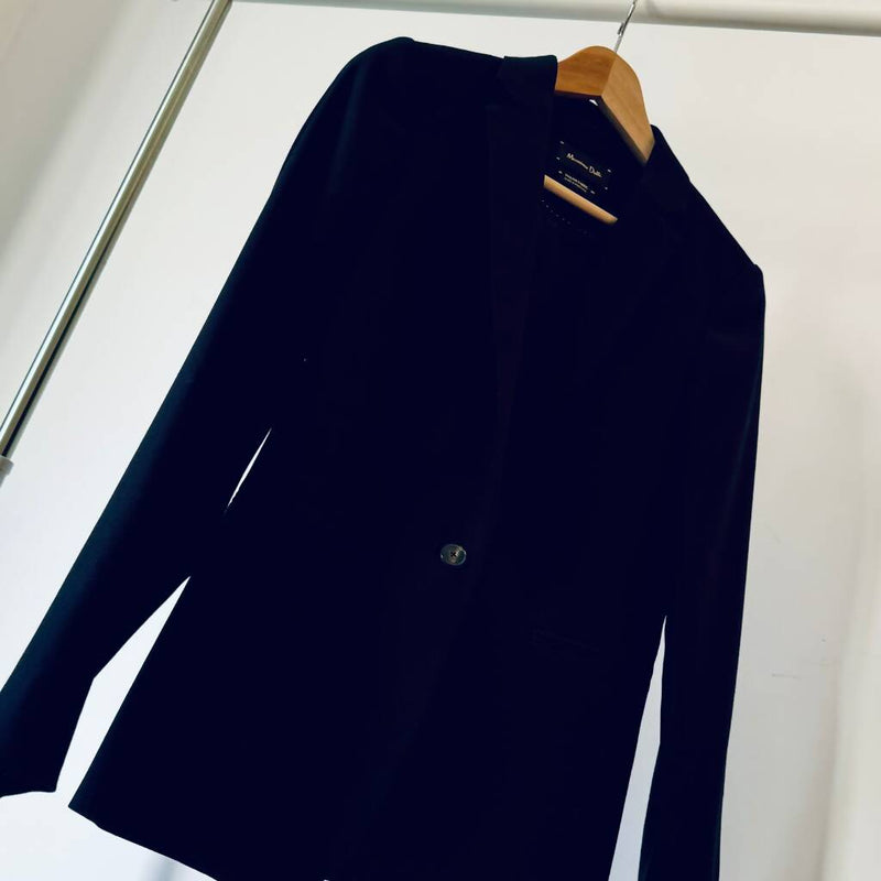 Massimo Dutti Black Italian Knit Blazer - EUR 36