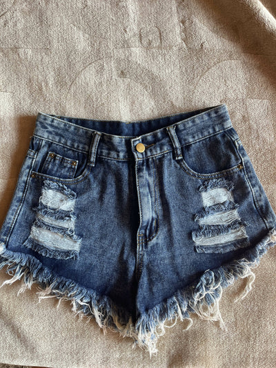 Brand New SHEIN Raw Hem Ripped Denim Shorts Size S