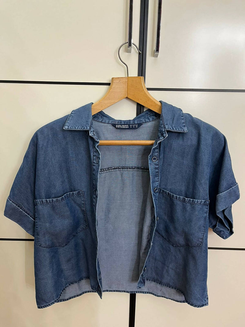 Zara Jeans Boxy Top Size M