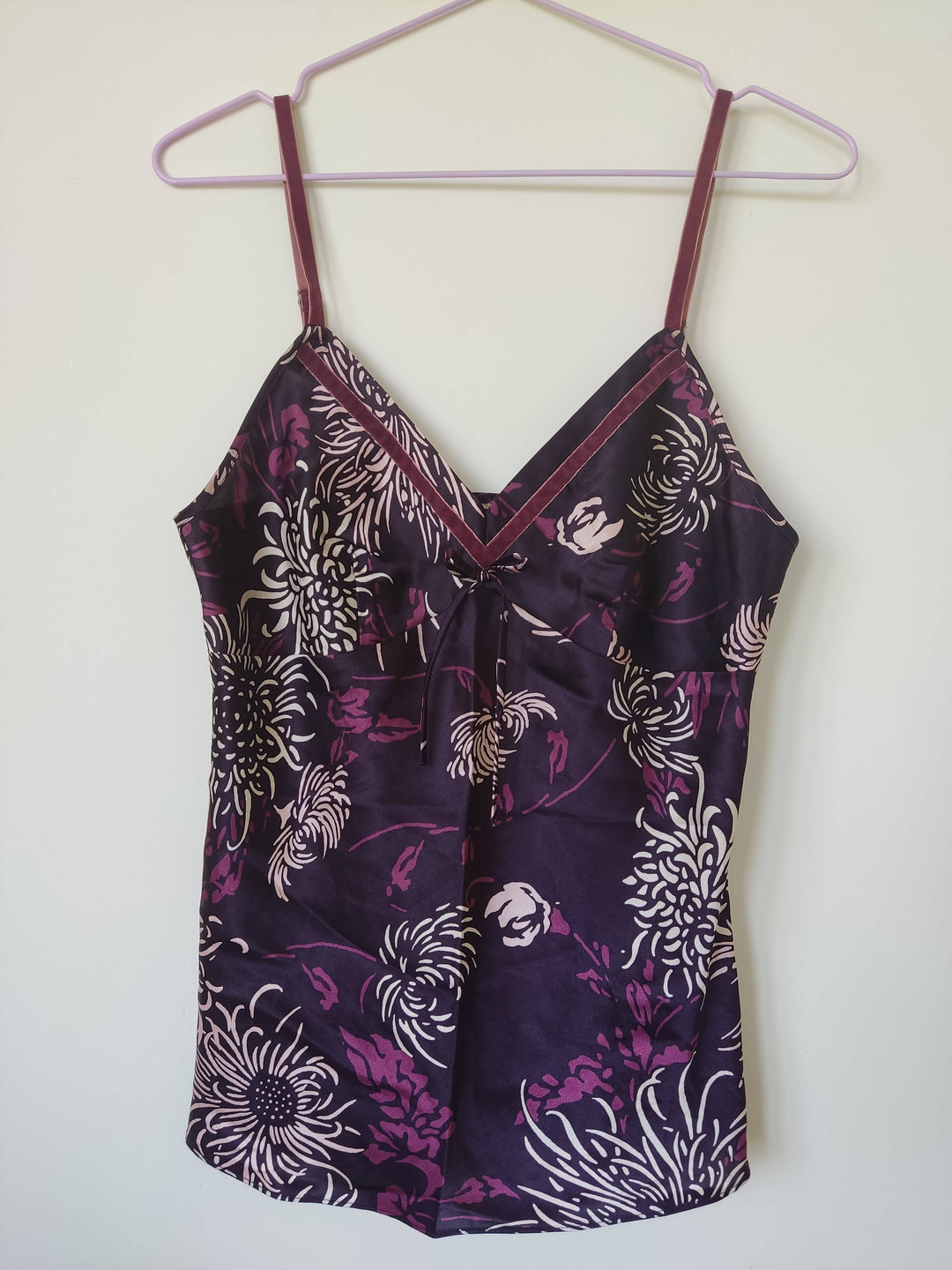 Purple Patterned Floral Top Size M