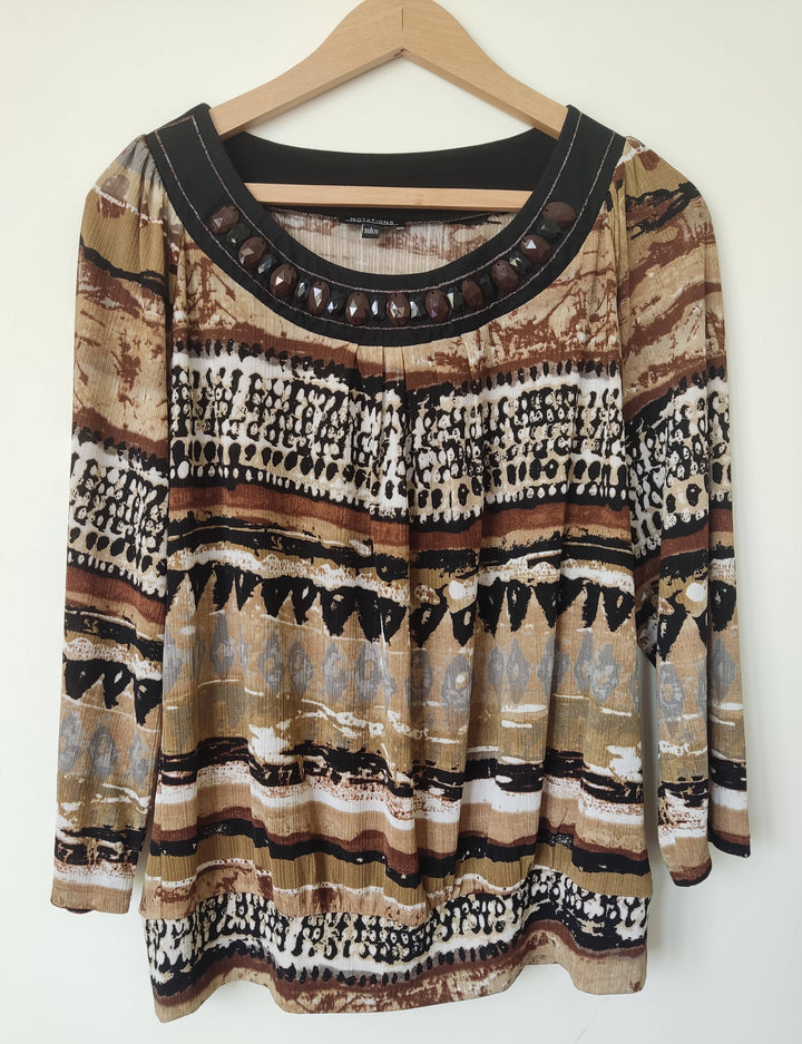 Brown Y2K Printed Women Top