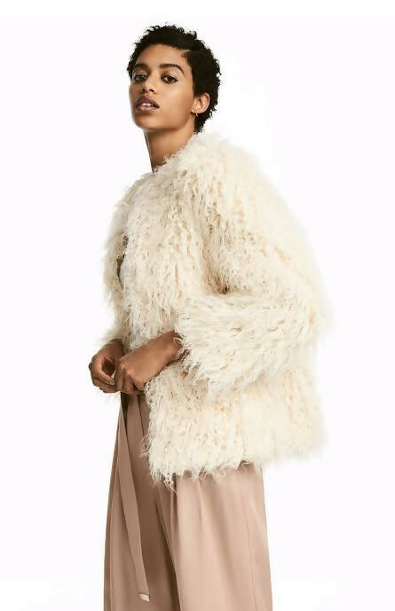 H&M Faux Shaggy Fur Long Jacket Size: S/M