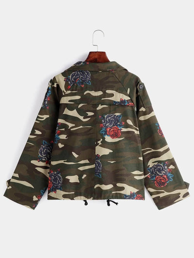 NAMSHI Camouflage Floral Print Long Sleeve Camo Waist Coat / Jacket Size: M/L