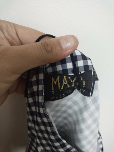 Free size Gingham Black & white top with balloon sleeves