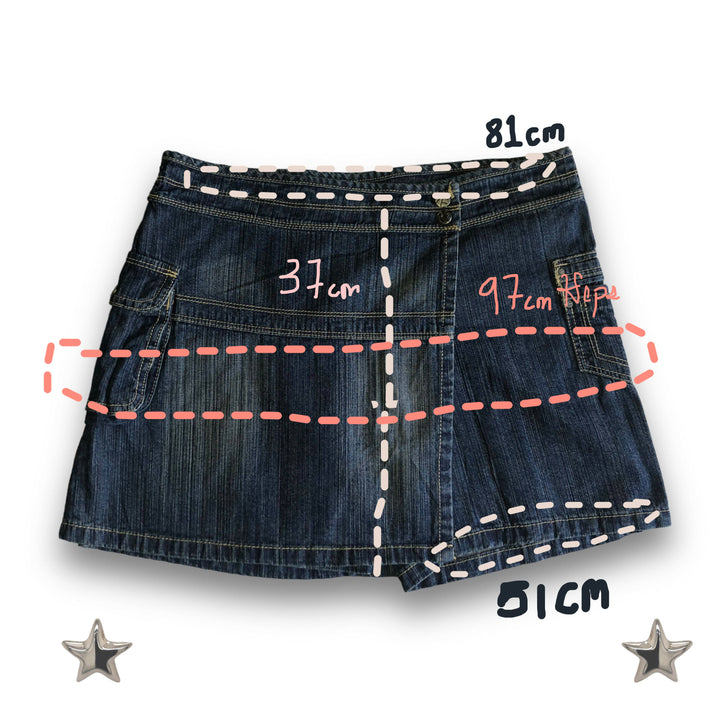 Asymmetrical Jean Skort Size: S/M