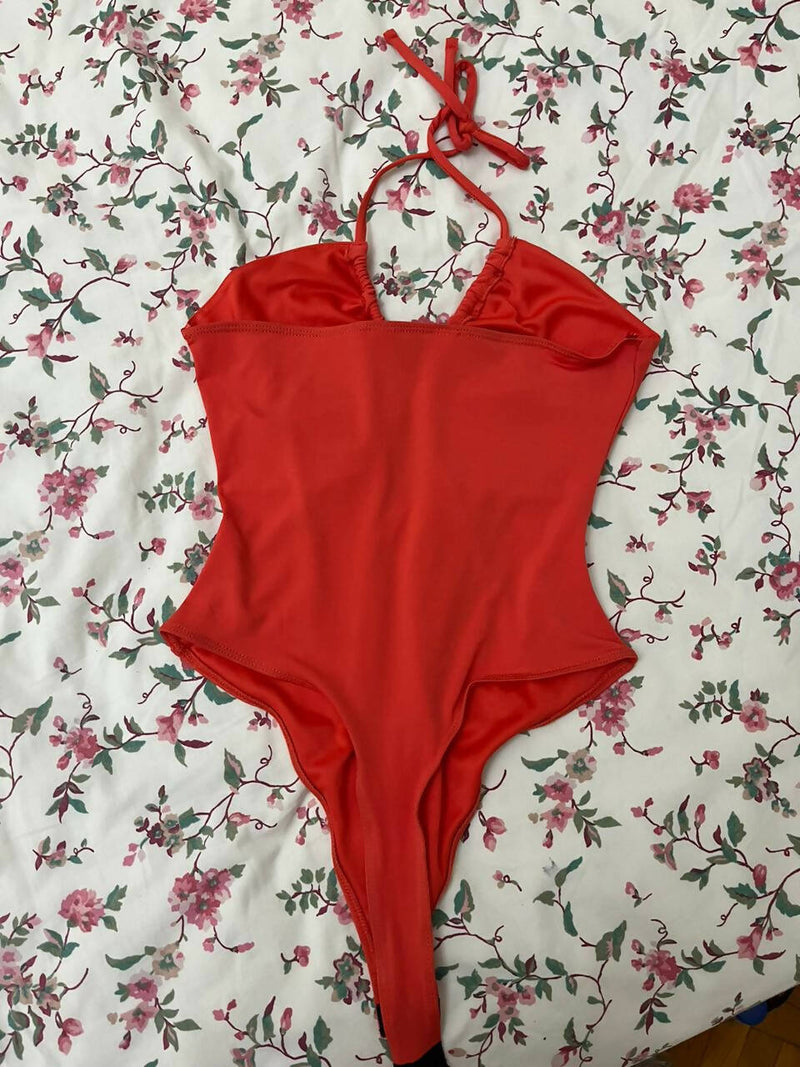 Miss Selfridge Orange Halter Neck Bodysuit EUR 36