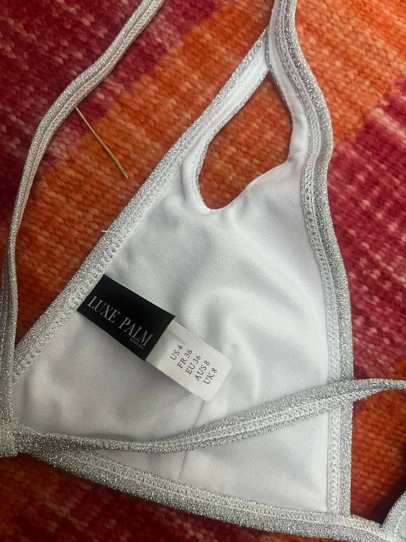 NEW Silver Bikini Top Size 36 S