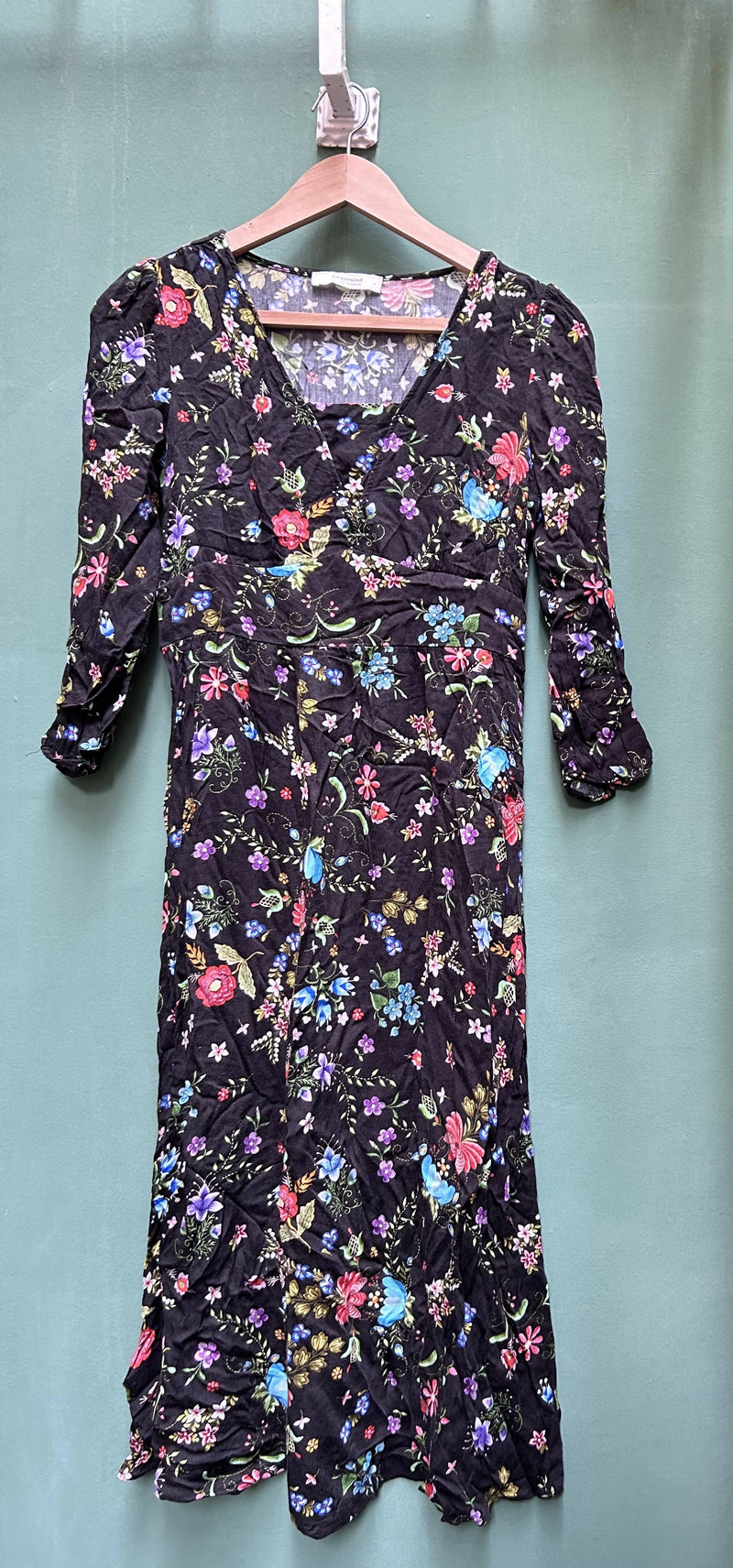 Promod Black Floral Dress Size S-M