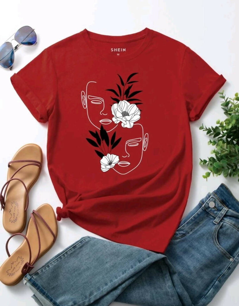 Floral and Figure Graphic t-shirt Size: L