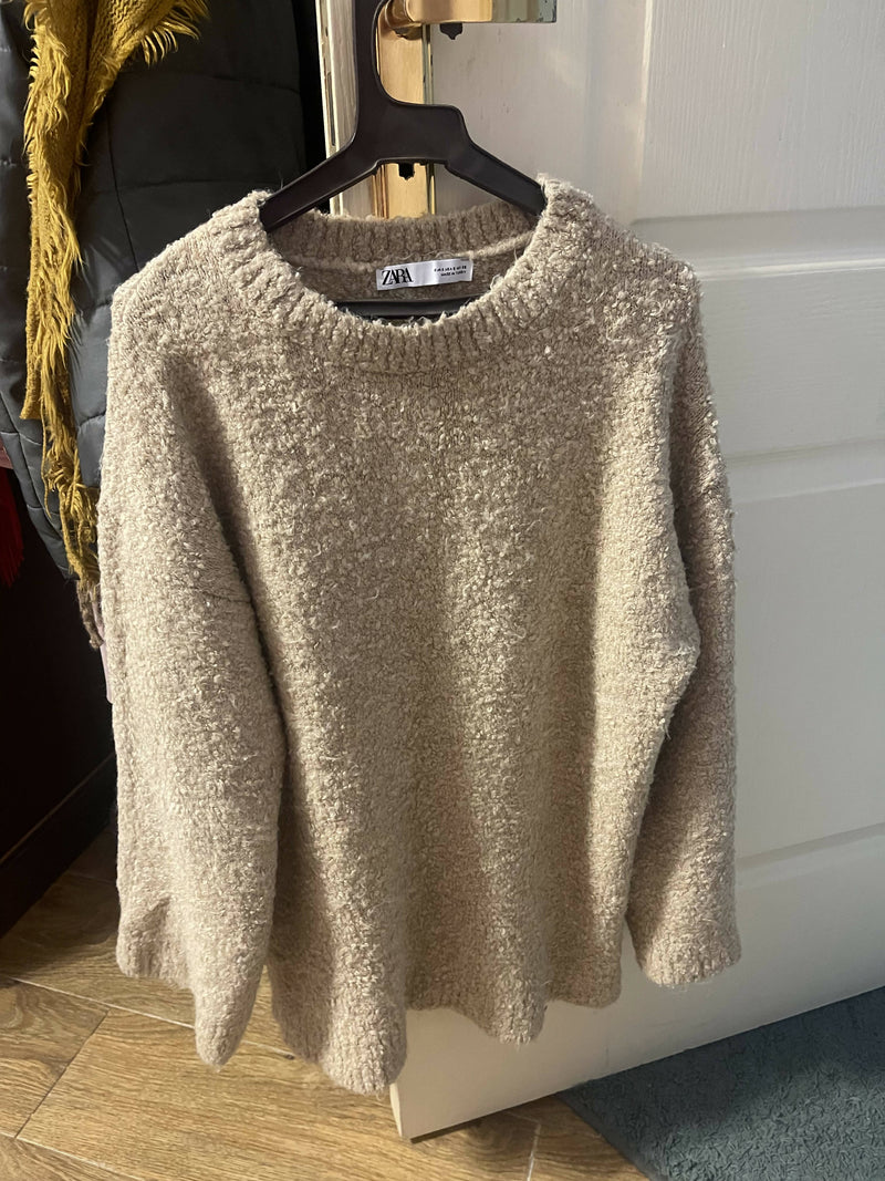 Zara Mohair Sweater Beige Size: S