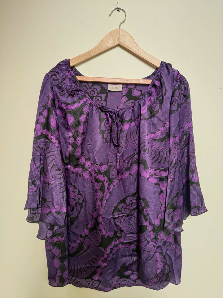 C&A Purple Patterned Blouse Size L