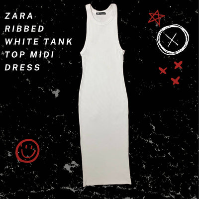 ZARA WHITE TANK TOP DRESS SIZE S