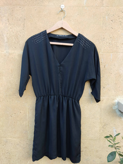 XS Black Zara Dress with Shoulder Studs
