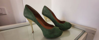 Zara Velvet Emerald Heels Size 38