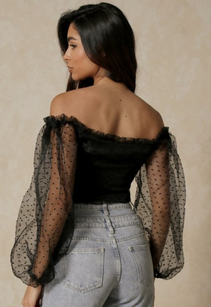 Black Balloon Sleeve Top Size: M