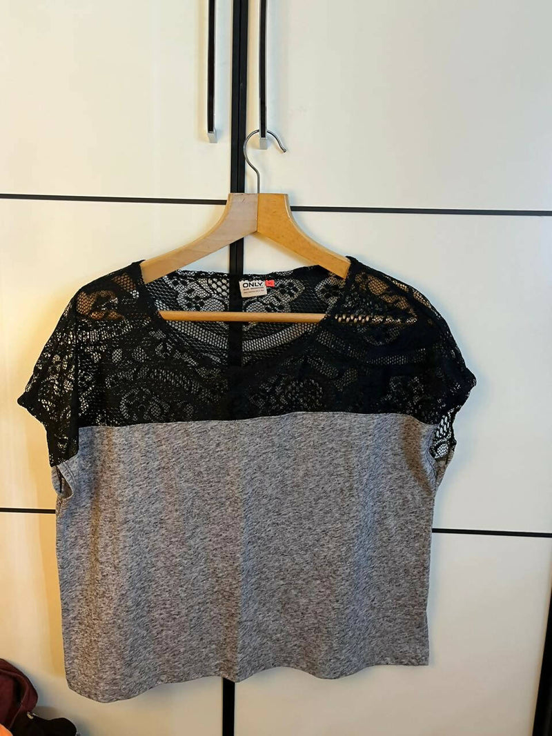 Only Lace Shoulder Boxy Top Size XL