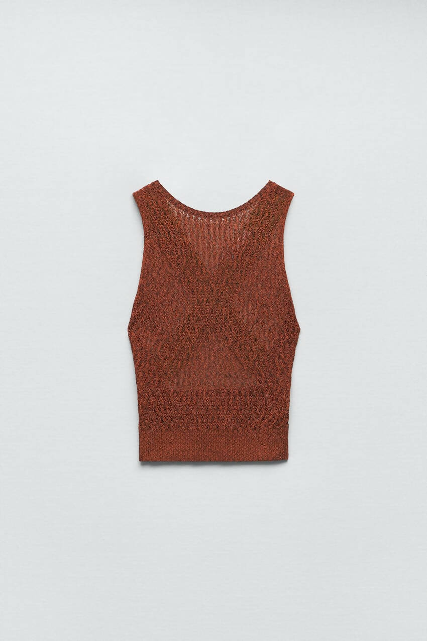 Zara Knit Top Criss Cross Back Size: M