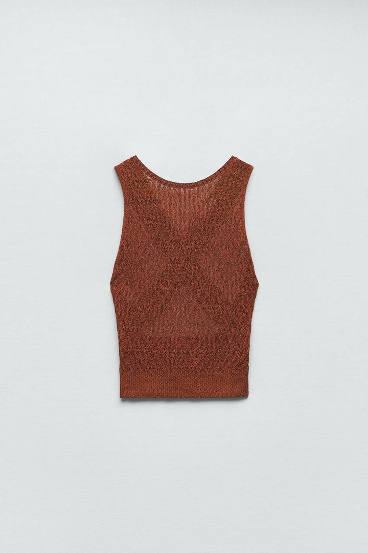 Zara Knit Top Criss Cross Back Size: M