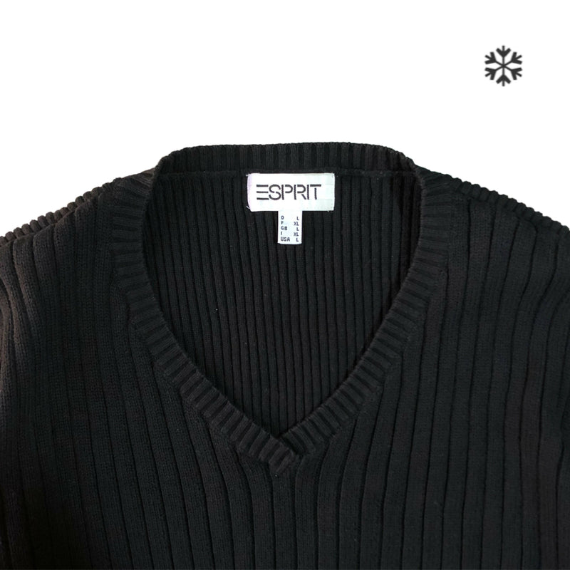 ESPRIT Black V Neck Sweater. Size: Large