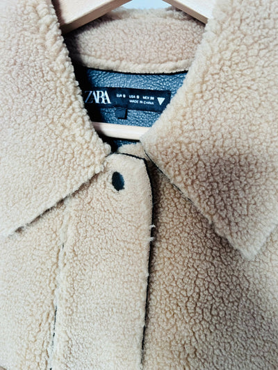 ZARA Faux Shearling Overshirt Jacket - S