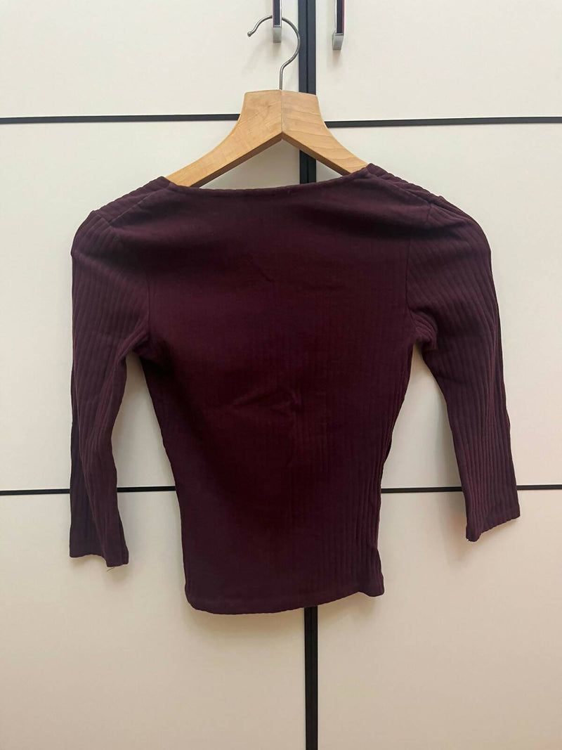 Bershka Tight Burgundy Top Size M