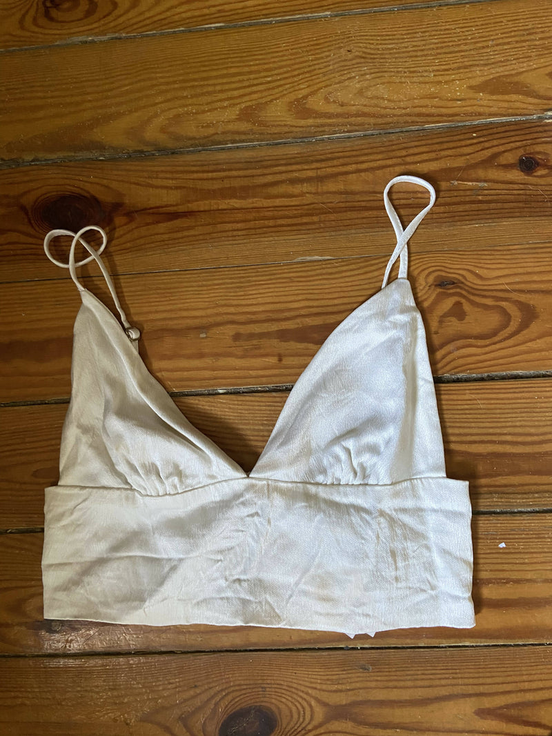 Zara White satin bralette (XS-S)