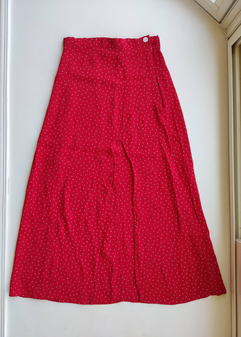 Polka Dot Red Skirt with Slit Size: S