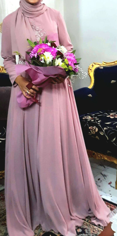 Rose Cashmere Engagement Dress with Veil