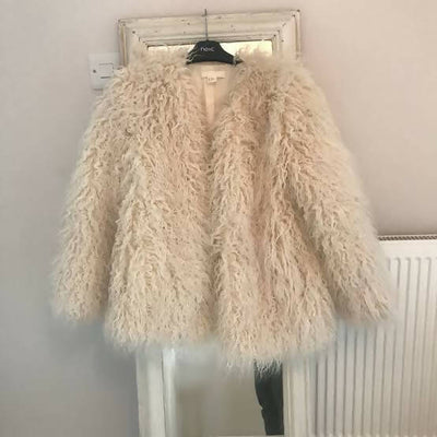 H&M Faux Shaggy Fur Long Jacket Size: S/M