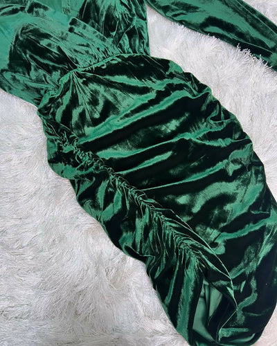 Green Velvet Dress - Size S