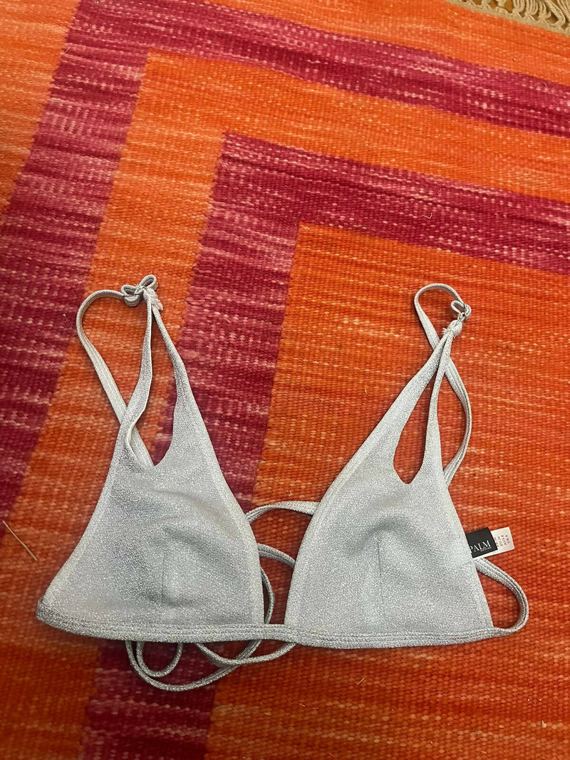 NEW Silver Bikini Top Size 36 S