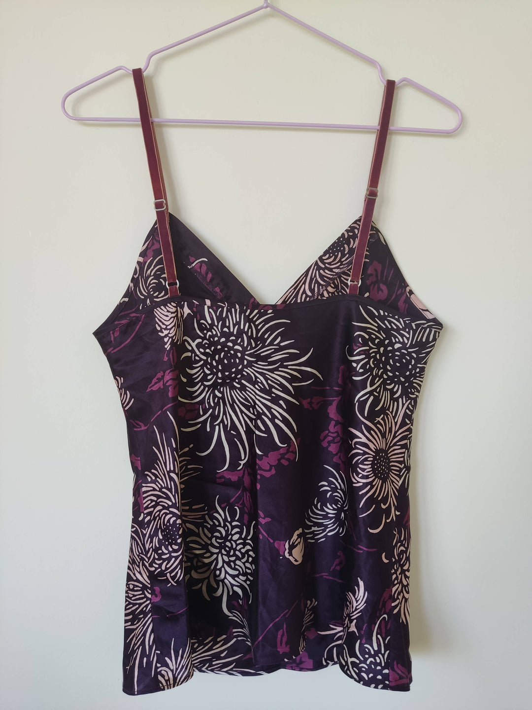 Purple Patterned Floral Top Size M