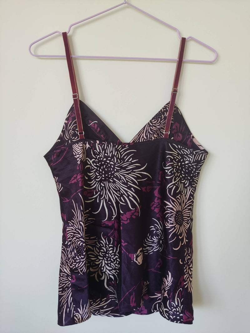 M Purple Patterned Floral Top