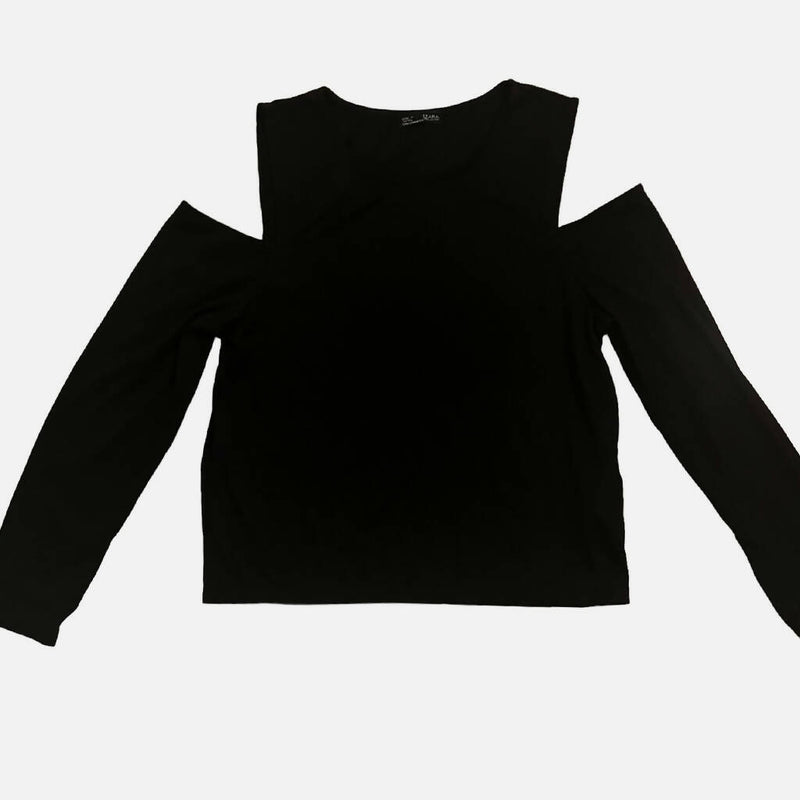 Zara Shoulder Cutout Black Top Size: M