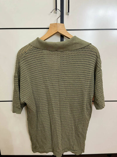 Mango Olive Green See Through Top Size L