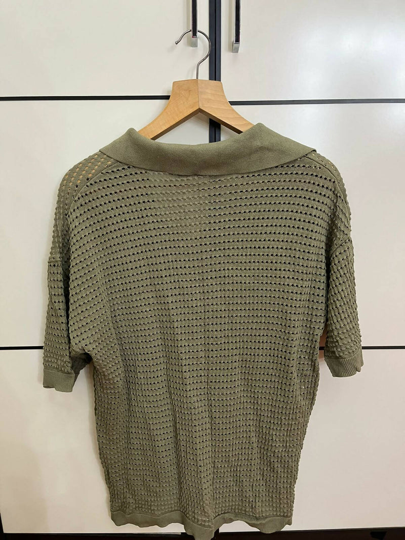 Mango Olive Green See Through Top Size L