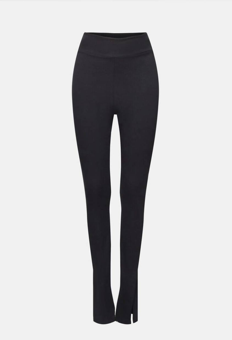 Ribbed Split Hem Leggings Size: S/M