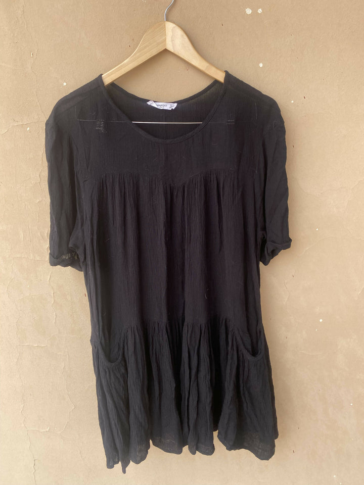 Mango Casual Mesh Black Beach Dress